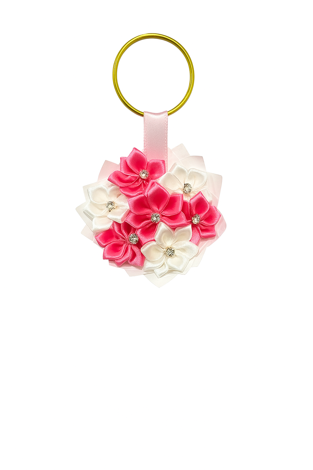 White Floral Keychain
