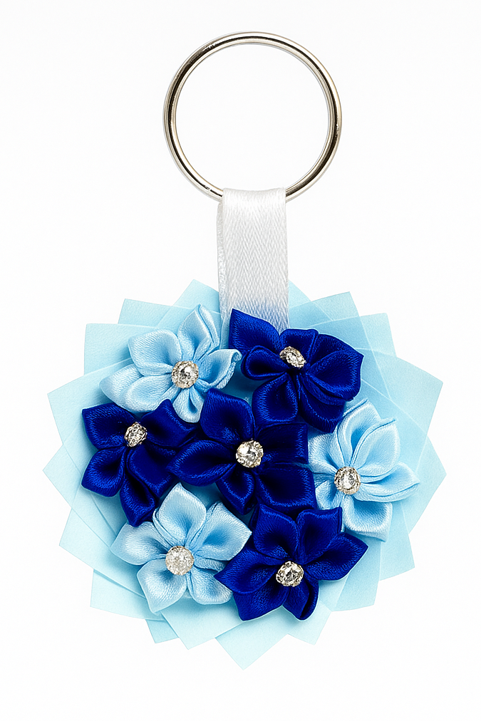 Blue Floral Keychain