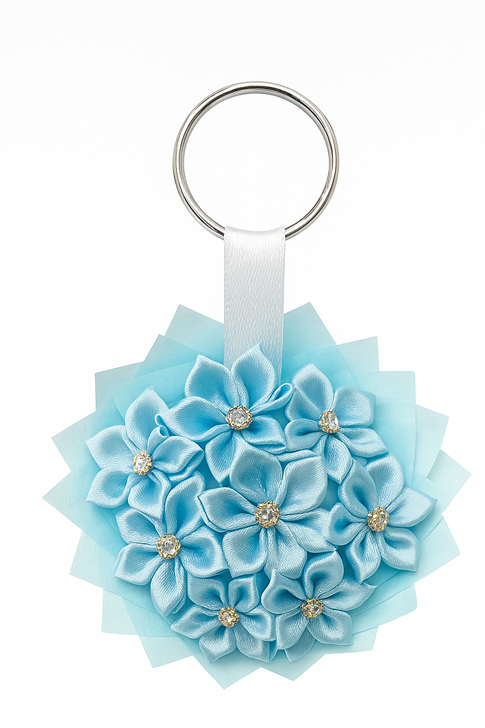 Blue Floral Keychain