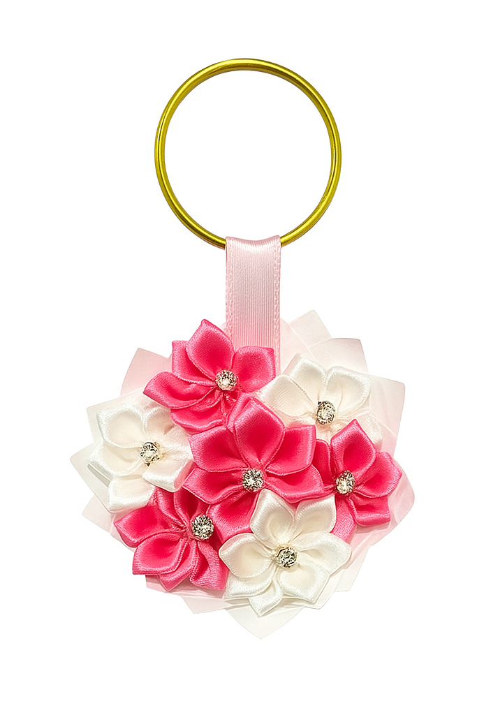 White Floral Keychain