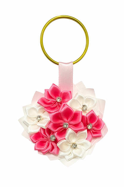 White Floral Keychain
