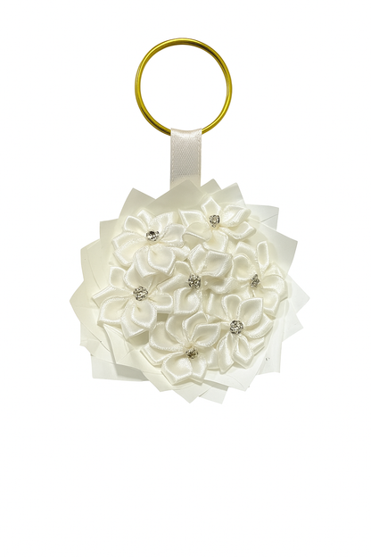 White Floral Keychain